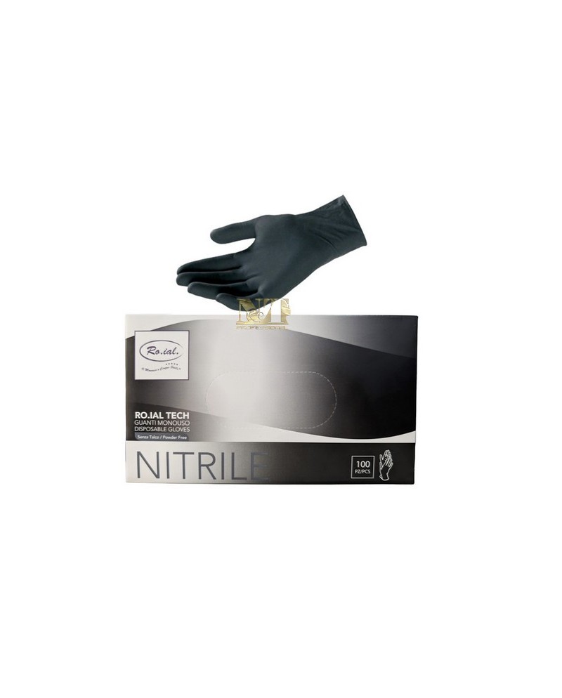 RO.IAL GUANTI NITRILE NERI SENZA POLVERE MIS S 100 PZ
