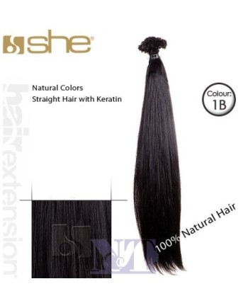 SHE EXTENSION C/CHERATINA LISCIO CM 55/60 COL.1/B NERO CONF 10 PZ