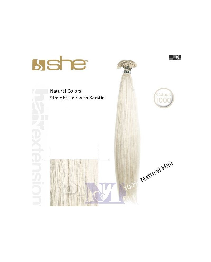SHE EXTENSION C/CHERATINA LISCIO CM 55/60 COL.1000 CONF 10 PZ