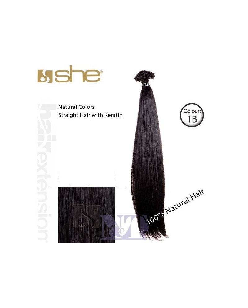 SHE EXTENSION C/CHERATINA LISCIO CM 55/60 COL.1N NERO CONF 10 PZ